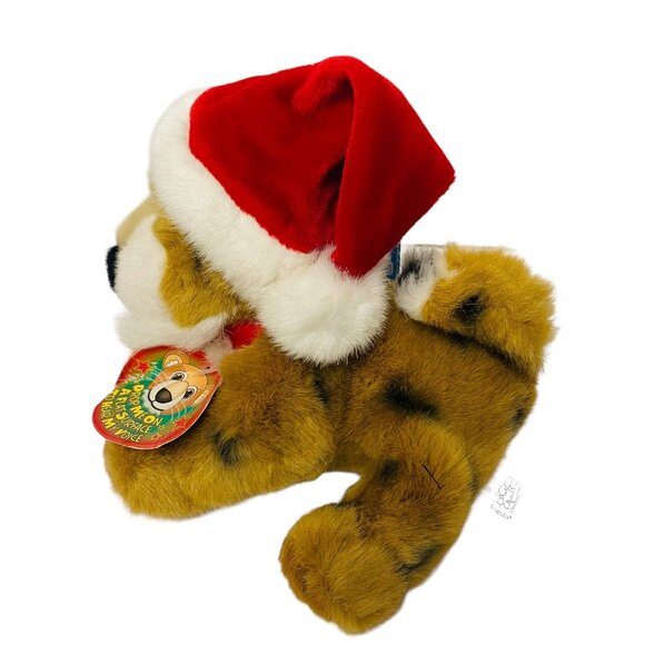 Fiesta Santa Hat Leopard Tiger Plush Voice Activated Soft Cuddly Toys 10" Red Br - Picture 10 of 12